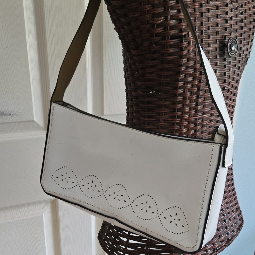 Mondani White Shoulder Bag with Cutout Design